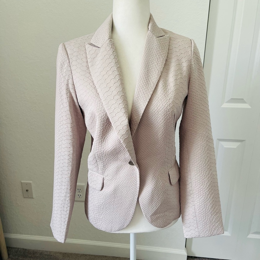 New Cynthia Rowley Snake Print Textured Cream Blazer Size S
